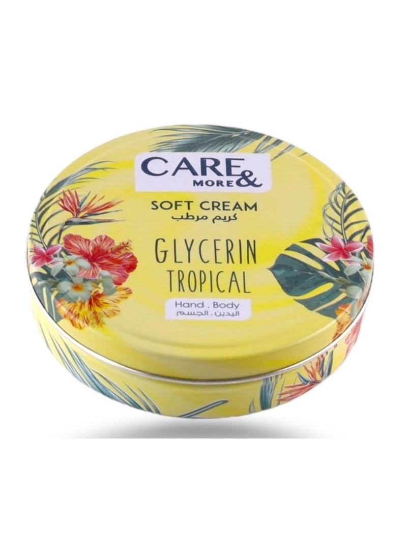 كير & مور كريم ناعم بالجلسرين - رائحة استوائية - (75 مل) - ترطيب مكثف للوجه واليدين والجسم - Image 1